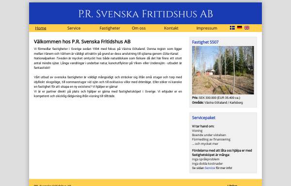 Vorschau von www.svenskafritidshus.se, P. R. Svenska Fritidshus AB