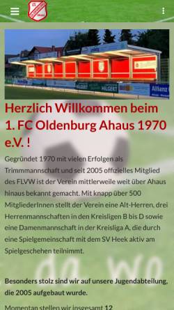 Vorschau der mobilen Webseite www.fco-ahaus.de, 1. FC Oldenburg 1970 e. V. Ahaus