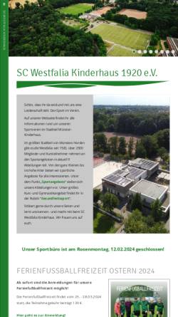 Vorschau der mobilen Webseite www.westfalia-kinderhaus.de, Sportclub Westfalia Kinderhaus