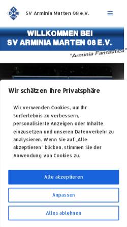 Vorschau der mobilen Webseite www.arminia-marten.de, SV Arminia 08 Marten