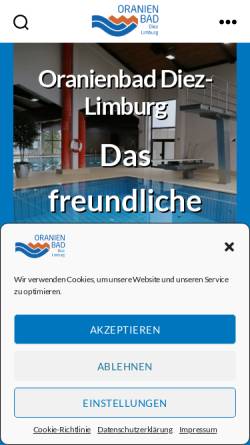 Vorschau der mobilen Webseite www.oranienbad.de, Oranienbad Diez-Limburg