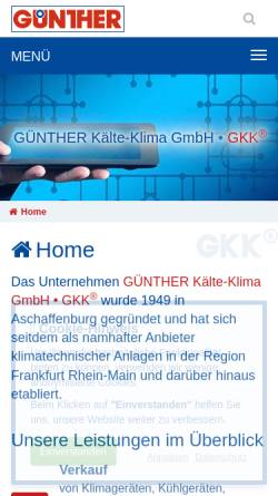Vorschau der mobilen Webseite www.gkk.net, Günther Kälte-Klima GmbH