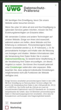 Vorschau der mobilen Webseite www.uewg-kaelte.de, Überwachungsgemeinschaft für Kälte- und Klimatechnik e.V.