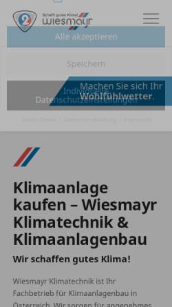 Vorschau der mobilen Webseite www.wiesmayr.com, Wiesmayr-Klimatechnik GesmbH