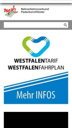 Vorschau der mobilen Webseite www.nph.de, NPH Nahverkehrsverbund Paderborn / Höxter