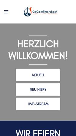 Vorschau der mobilen Webseite gegoallmersbach.de, Gemeinde Gottes Allmersbach im Tal