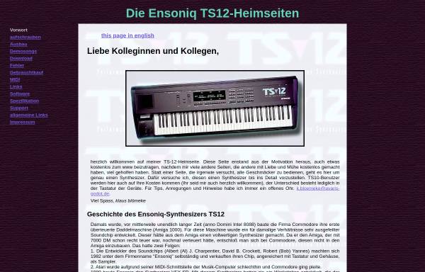 Vorschau von www.ts12.de, Ensoniq TS12