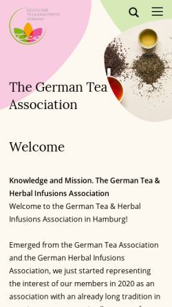 Vorschau der mobilen Webseite www.teeverband.de, Deutscher Teeverband e.V.