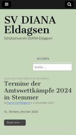 Vorschau der mobilen Webseite sv-eldagsen.de, Schützenverein Diana Eldagsen