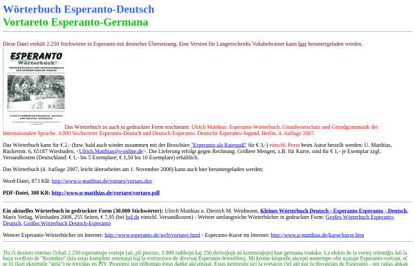 Vorschau von www.u-matthias.de, Wörterbuch Esperanto - Deutsch