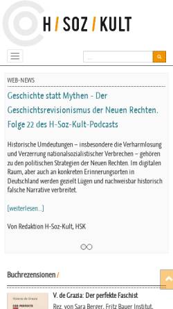 Vorschau der mobilen Webseite hsozkult.geschichte.hu-berlin.de, Digitale Fachzeitschrift und Fachmailingliste