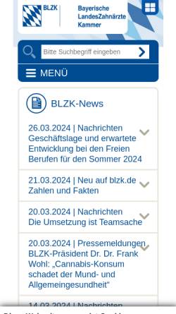 Vorschau der mobilen Webseite www.blzk.de, Bayerische Landeszahnärztekammer