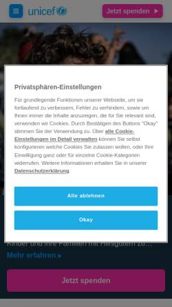 Vorschau der mobilen Webseite www.unicef.de, Deutsches Komitee für UNICEF e.V.