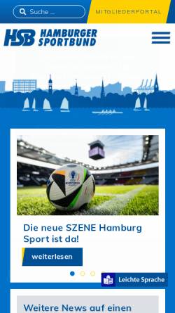 Vorschau der mobilen Webseite www.hamburger-sportbund.de, Hamburger Sportbund e.V.