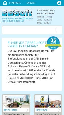 Vorschau der mobilen Webseite www.bbsoft.de, B&B Ingenieurgesellschaft mbH