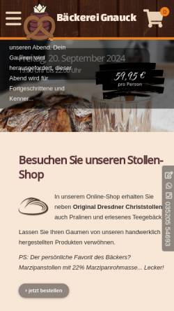Vorschau der mobilen Webseite www.stollen24.com, Bäckerei & Konditorei Marlon Gnauck