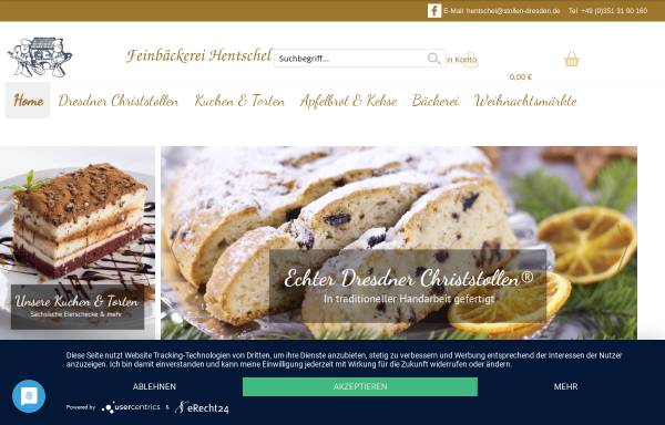 Vorschau von www.stollen-dresden.de, Feinbäckerei Hentschel