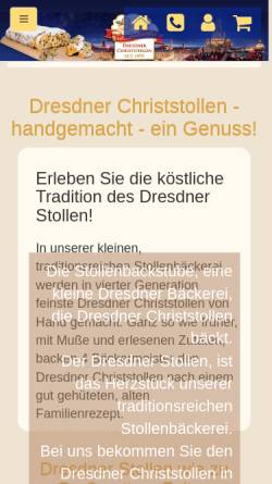 Vorschau der mobilen Webseite www.dresdner-christstollen-shop.de, Feinbäckerei Sarodnick
