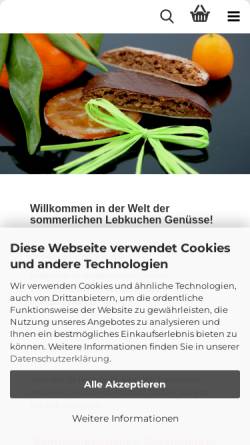 Vorschau der mobilen Webseite www.lebkuchenversand.de, Lebküchnerei Gerd Klinger