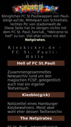 Vorschau der mobilen Webseite www.kiezkicker.de, FC St.Pauli Fanpage - Kiezkicker