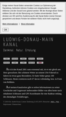 Vorschau der mobilen Webseite www.andre-kraut.de, Der Ludwig-Donau-Main Kanal