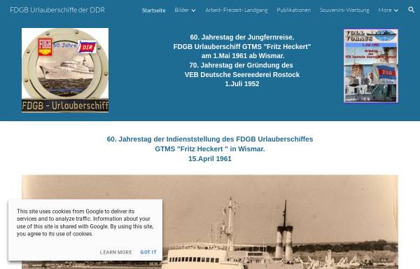 Vorschau von www.urlauberschiff-fritzheckert.de, Urlauberschiffe der DDR