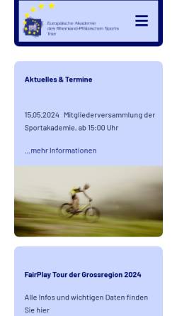 Vorschau der mobilen Webseite www.sportakademie.de, Europäische Akademie des Rheinland-Pfälzischen Sports