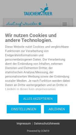 Vorschau der mobilen Webseite tauchen-in-trier.de, Marco Müller - Tauchen in Trier