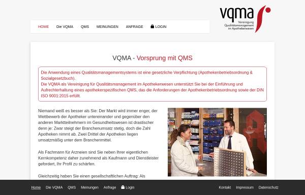 Vorschau von www.vqma.de, VQMA Vereinigung Qualitätsmanagement im Apothekenwesen