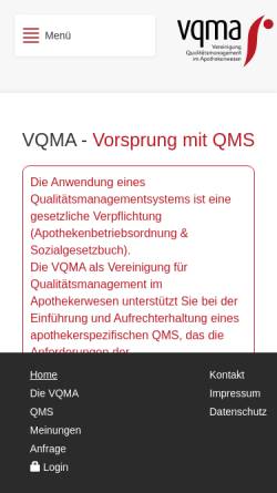 Vorschau der mobilen Webseite www.vqma.de, VQMA Vereinigung Qualitätsmanagement im Apothekenwesen