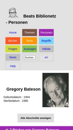 Vorschau der mobilen Webseite beat.doebe.li, Bateson, Gregory (1904-1980)