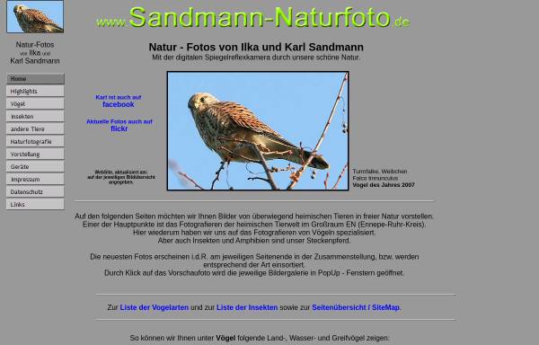 Vorschau von www.sandmann-naturfoto.de, Sandmann Naturfoto