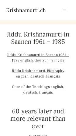 Vorschau der mobilen Webseite www.krishnamurti.ch, Krishnamurti.ch