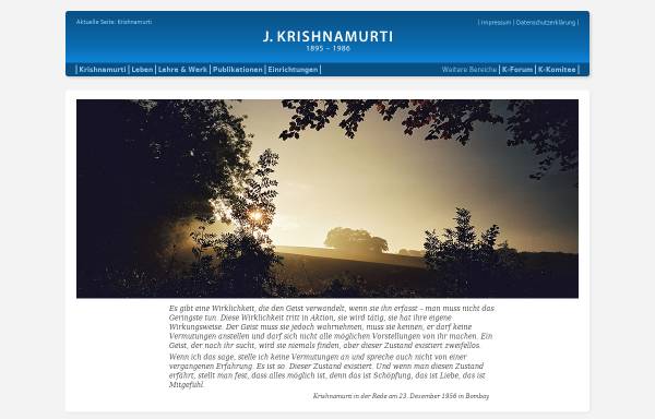 Vorschau von www.jkrishnamurti.de, Krishnamurti-Komitee