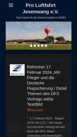 Vorschau der mobilen Webseite www.proluftfahrt-jesenwang.de, Pro Luftfahrt Jesenwang