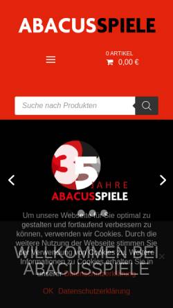 Vorschau der mobilen Webseite www.abacusspiele.de, Abacusspiele