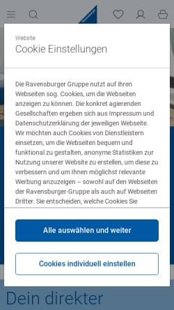 Vorschau der mobilen Webseite www.ravensburger.de, Ravensburger AG