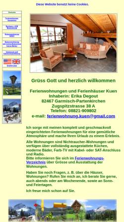 Vorschau der mobilen Webseite fewo-kuen.de, Ferienwohnungen & Ferienhäuser Erika Kuen