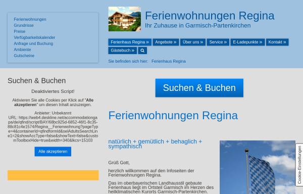 Vorschau von www.ferienwohnungen-regina.de, Ferienwohnungen Regina