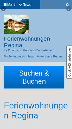 Vorschau der mobilen Webseite www.ferienwohnungen-regina.de, Ferienwohnungen Regina