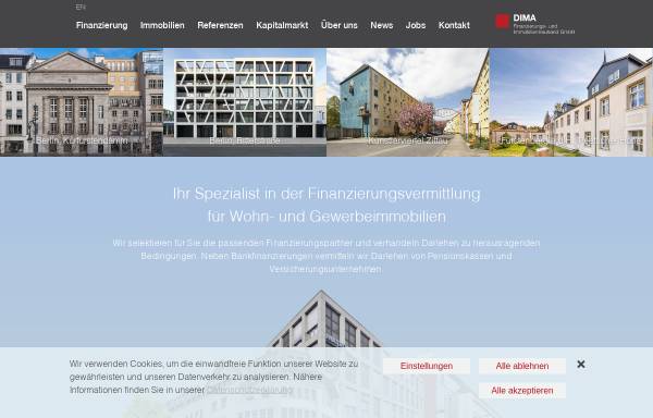 Vorschau von www.dima-finanzierung.de, DIMA Finanzierungs- und Immobilientreuhand GmbH