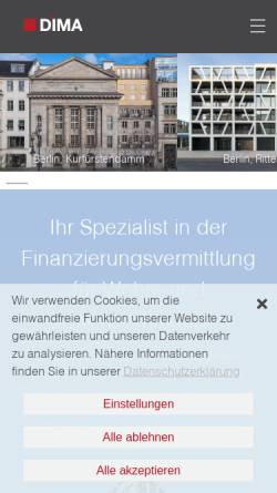 Vorschau der mobilen Webseite www.dima-finanzierung.de, DIMA Finanzierungs- und Immobilientreuhand GmbH