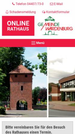 Vorschau der mobilen Webseite www.wardenburg.de, Gemeinde Wardenburg