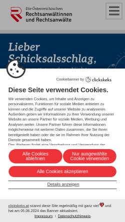 Vorschau der mobilen Webseite www.rechtsanwaelte.at, Rechtsanwaltskammer Österreich