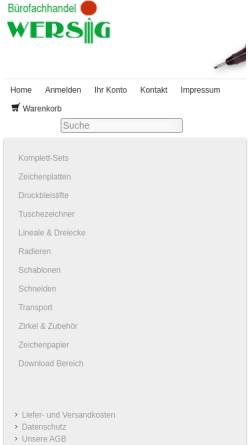 Vorschau der mobilen Webseite www.zeichenbedarf-wersig.de, Zeichenbedarf Wersig