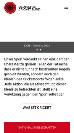 Vorschau der mobilen Webseite www.cricket.de, Deutscher Cricket Bund