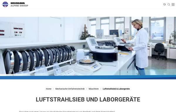 Vorschau von www.luftstrahlsieb.de, Hosokawa Alpine Aktiengesellschaft & Co. oHG