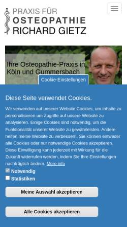 Vorschau der mobilen Webseite www.osteopathie-koeln.com, Richard Gietz
