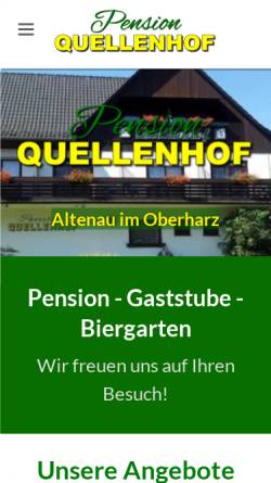 Vorschau der mobilen Webseite www.quellenhof-altenau.de, Pension Quellenhof