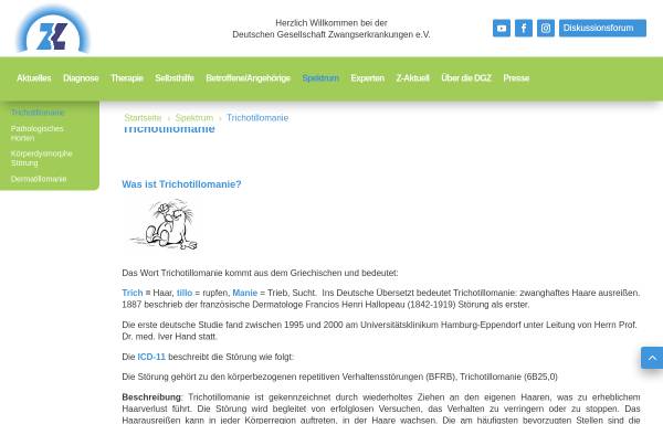 Vorschau von www.trichotillomanie.de, Trichotillomanie-Infos: Der Zwang sich die Haare auszureißen